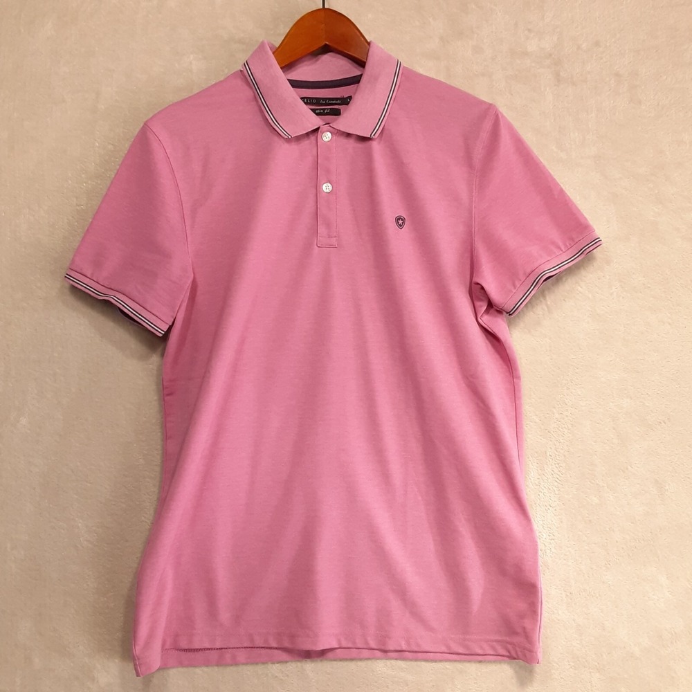 Celio Mens Les Essentiels Polo Shirt Sz.L/Pink/Cotton Blend/SS/Slim Fit